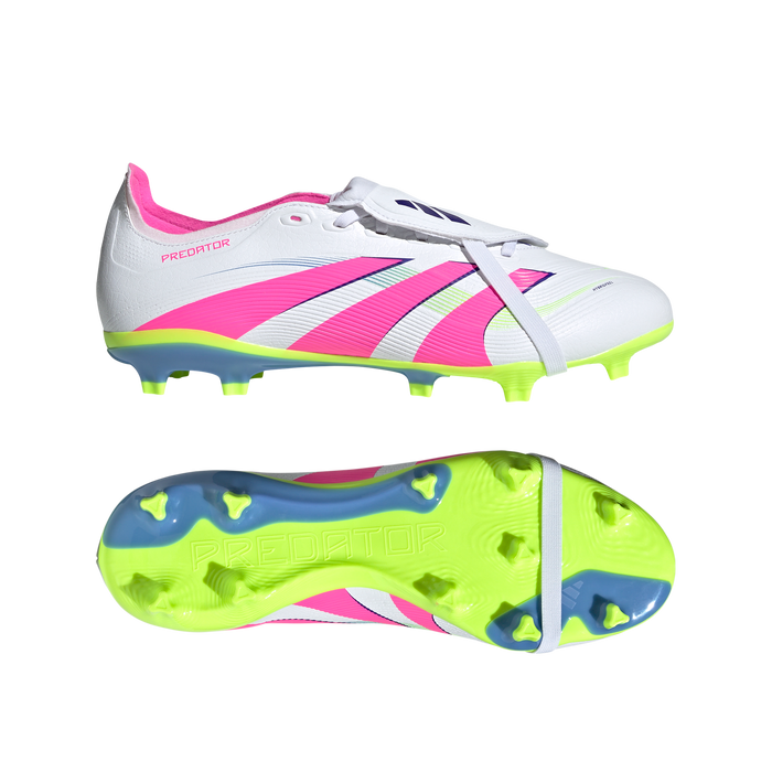 Adidas Predator League Fold-Over Tongue FG Football Boots (White/Lucid Pink/Lucid Lemon)