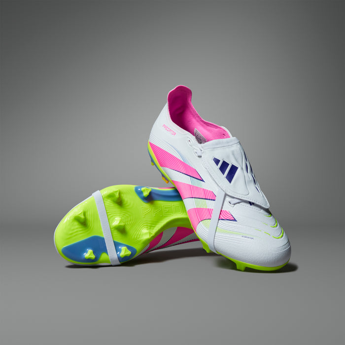 Adidas Predator League Fold-Over Tongue FG Football Boots (White/Lucid Pink/Lucid Lemon)