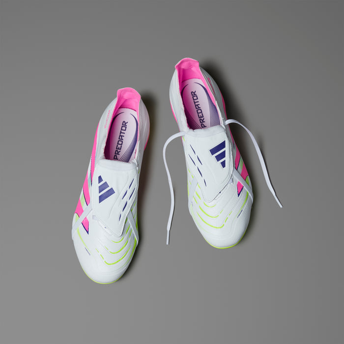 Adidas Predator League Fold-Over Tongue FG Football Boots (White/Lucid Pink/Lucid Lemon)