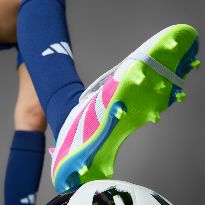 Adidas Predator League Fold-Over Tongue FG Football Boots (White/Lucid Pink/Lucid Lemon)