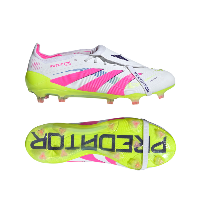 Adidas Predator Elite Fold-Over Tongue FG Football Boots (Cloud White/Lucid Pink/Lucid Lemon)