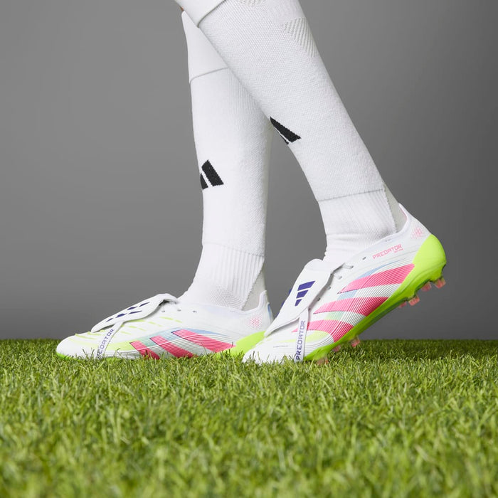 Adidas Predator Elite Fold-Over Tongue FG Football Boots (Cloud White/Lucid Pink/Lucid Lemon)