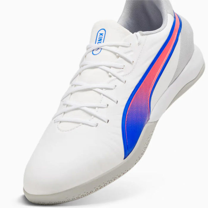 Puma King Match IT Indoor Football Shoes (White/Bluemazing/Light Grey)