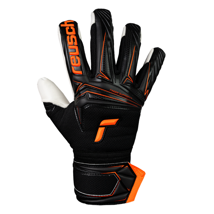 Reusch Attrakt Advance Finger Support GK Gloves (Black/Shocking Orange)
