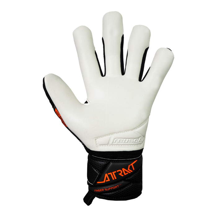 Reusch Attrakt Advance Finger Support GK Gloves (Black/Shocking Orange)