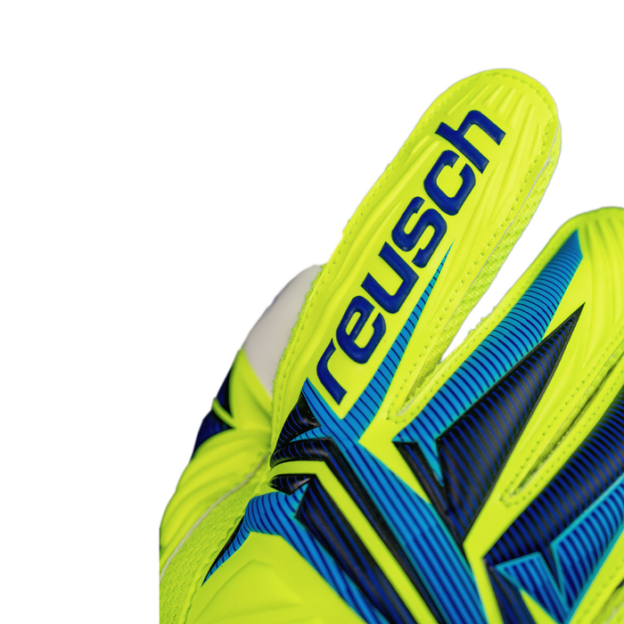 Reusch Attrakt Grip Junior GK Gloves (Safety Yellow/Sharp Blue)