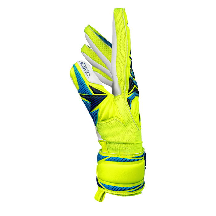 Reusch Attrakt Grip Junior GK Gloves (Safety Yellow/Sharp Blue)