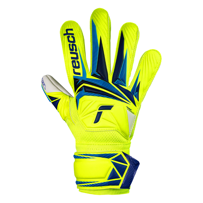 Reusch Attrakt Grip Junior GK Gloves (Safety Yellow/Sharp Blue)