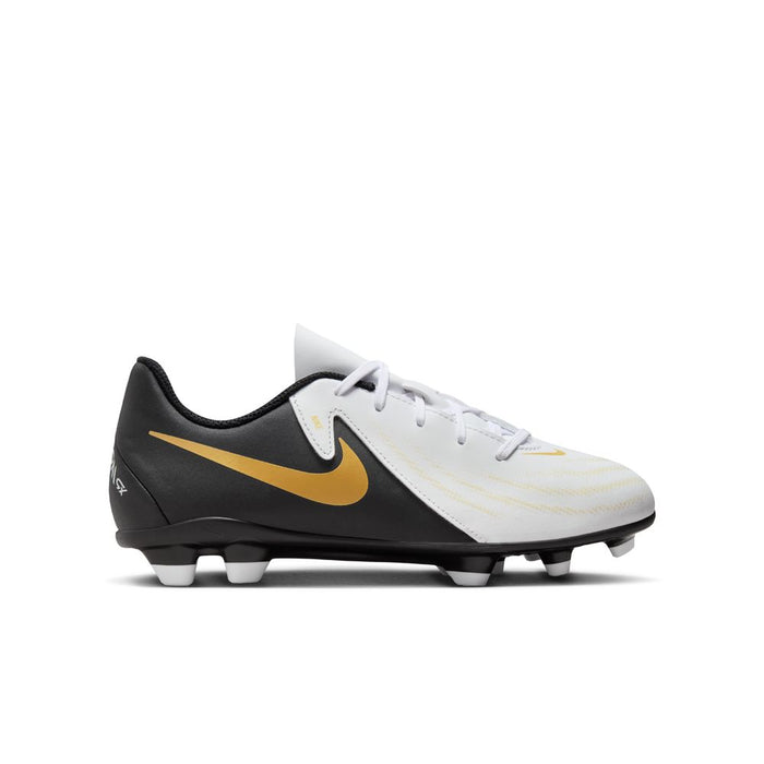 Nike Phantom GX II Club FG Jnr Football Boots (White/Black/Metallic Gold)
