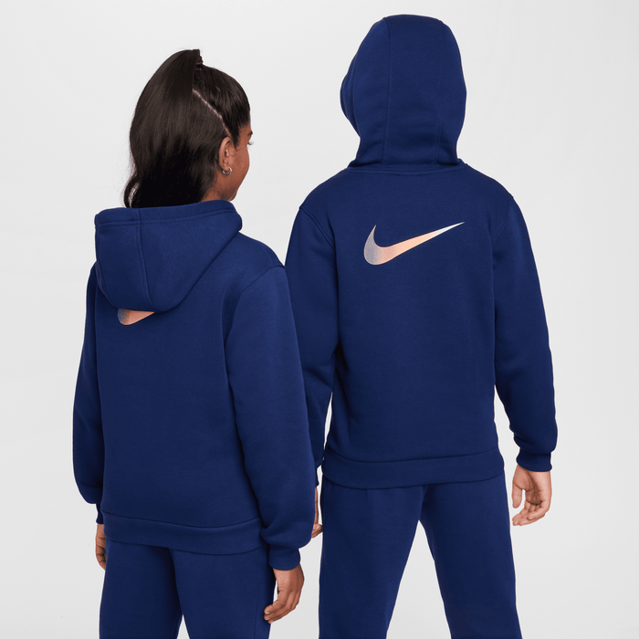 Nike Youth CR7 Club Fleece Football Hoodie (Blue Void/Metallic Gold)