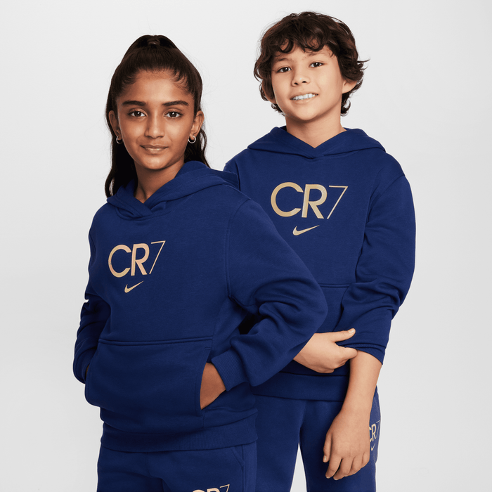 Nike Youth CR7 Club Fleece Football Hoodie (Blue Void/Metallic Gold)