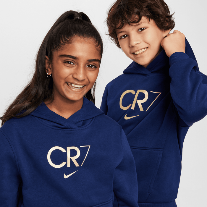 Nike Youth CR7 Club Fleece Football Hoodie (Blue Void/Metallic Gold)