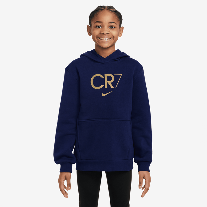 Nike Youth CR7 Club Fleece Football Hoodie (Blue Void/Metallic Gold)