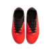 Nike Jr. Phantom 6 Low Academy FG/MG junior football boot in bright crimson, blur and black - top-down view