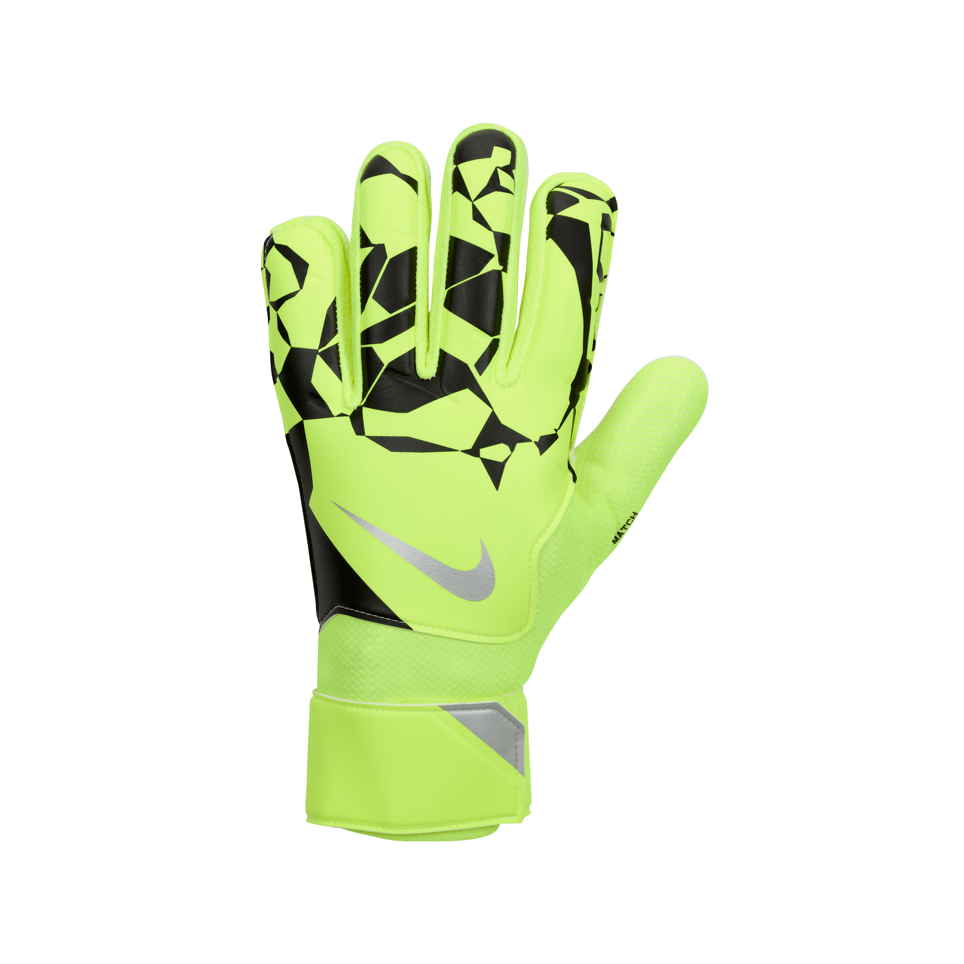 Nike GK Match Glove Volt Black Metallic Silver Football Central