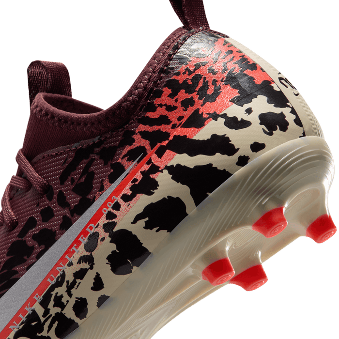 Nike United Mercurial Vapor 16 Academy FG/MG Jnr Football Boots (Burgundy/Silver)