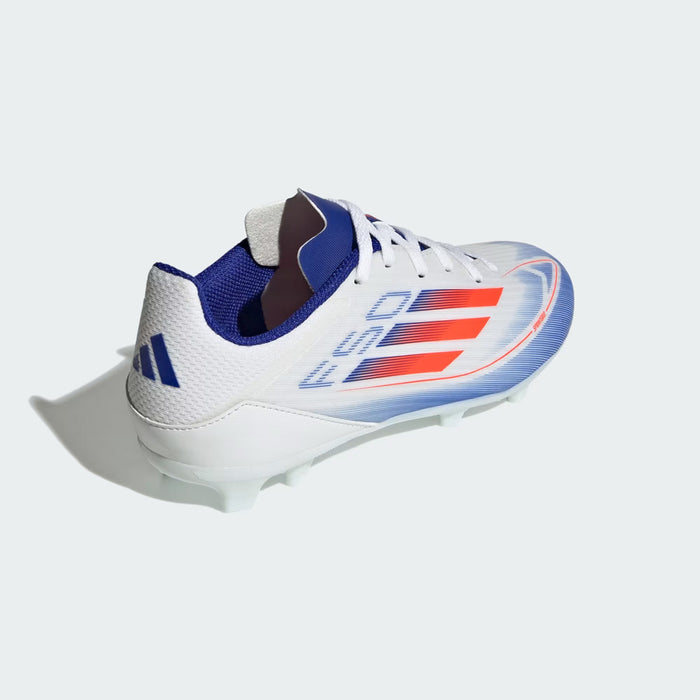 Adidas F50 League FG/MG Jnr Football Boots (White/Solar Red/Lucid Blue)