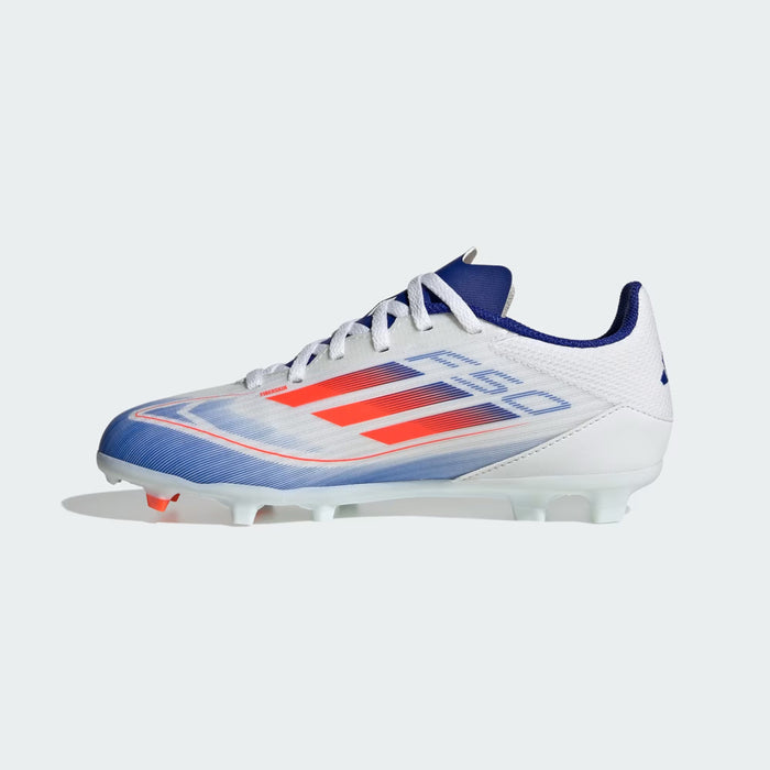 Adidas F50 League FG/MG Jnr Football Boots (White/Solar Red/Lucid Blue)