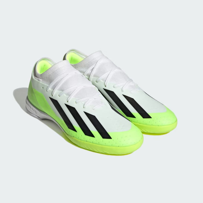 Adidas X Crazyfast.3 IN Football Boots (White/Black/Lucid Lemon)