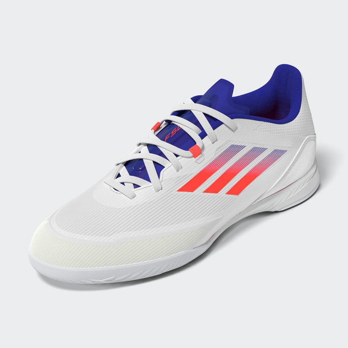 Adidas F50 League IN Indoor Football Shoes (Cloud White/Solar Red/Lucid Blue)