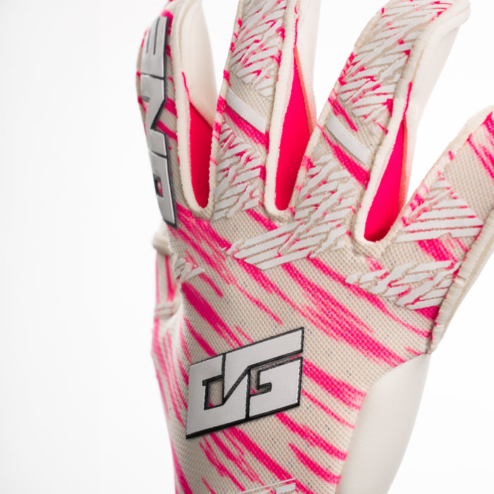 Close-up of the hot pink brushstroke print on The One Glove OG1 Amped