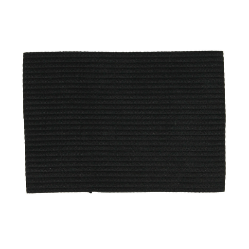 Plain black ribbed elasticated respect armband for senior football teams, shown flat