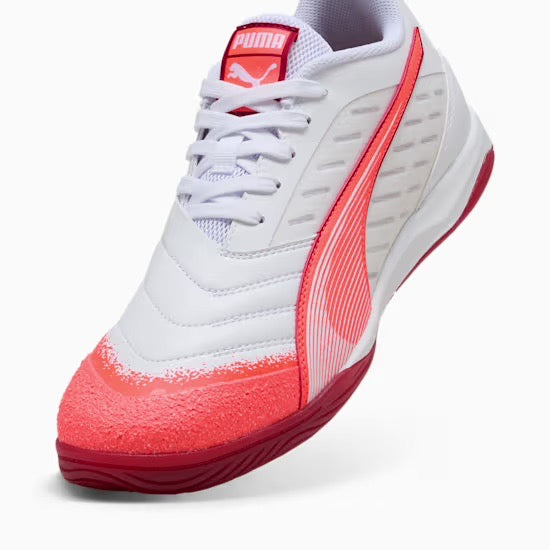 Puma Ibero IV IN Football Shoes (White/Glowing Red/Dark Crimson)