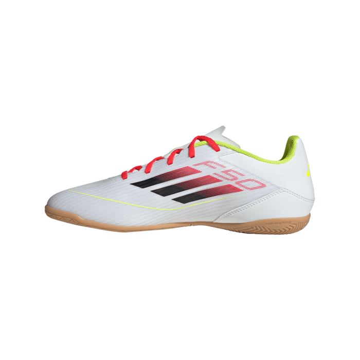 Adidas F50 Club IN Indoor Football Shoes (White/Black/Solar Yellow)