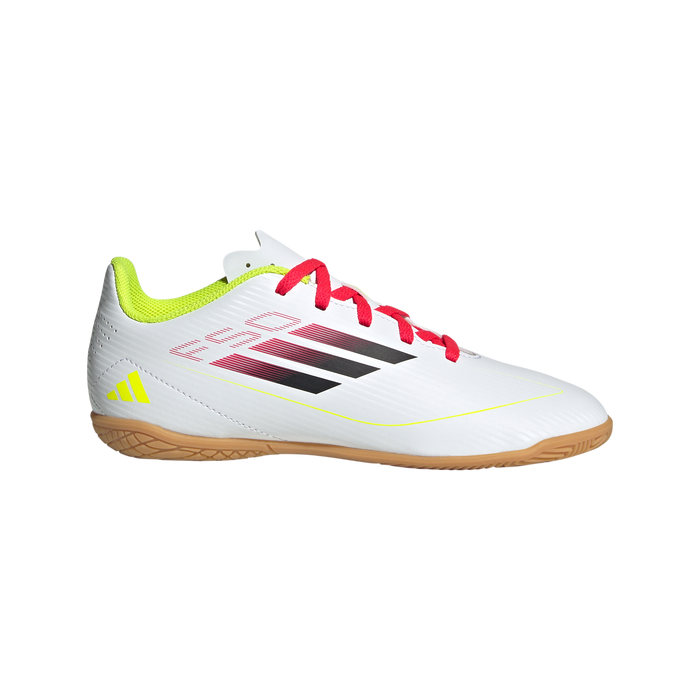 Adidas F50 Club Jnr IN Indoor Football Shoes (White/Black/Solar Yellow)