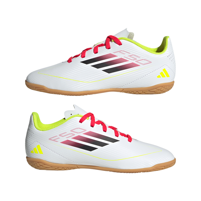 Adidas F50 Club Jnr IN Indoor Football Shoes (White/Black/Solar Yellow)