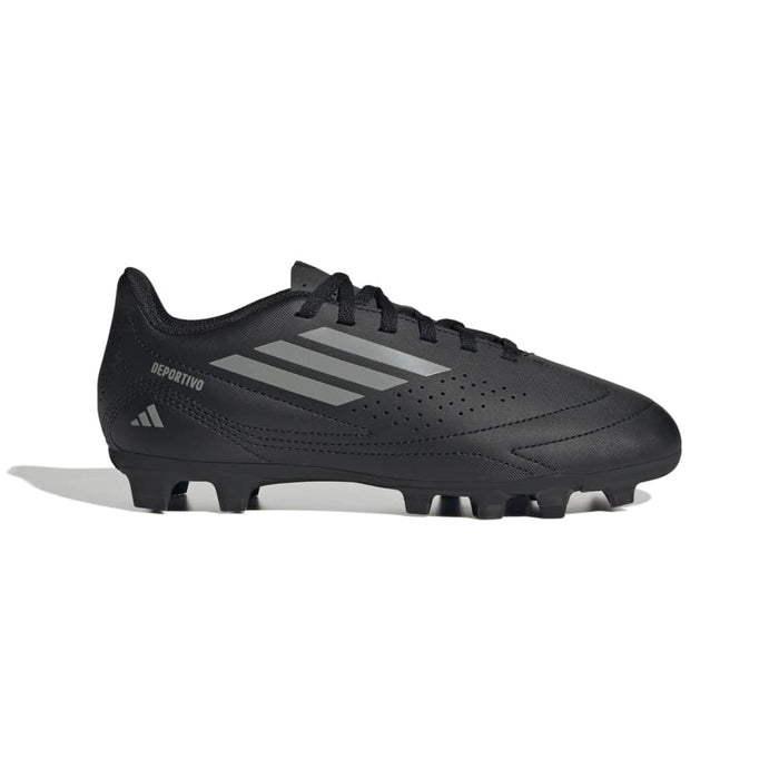 adidas Deportivo III FxG junior football boot in black and grey - outer side profile