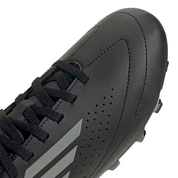 adidas Deportivo III FxG junior football boot in black and grey - upper detail close-up