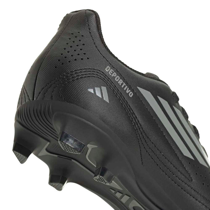 adidas Deportivo III FxG junior football boot in black and grey - heel detail close-up