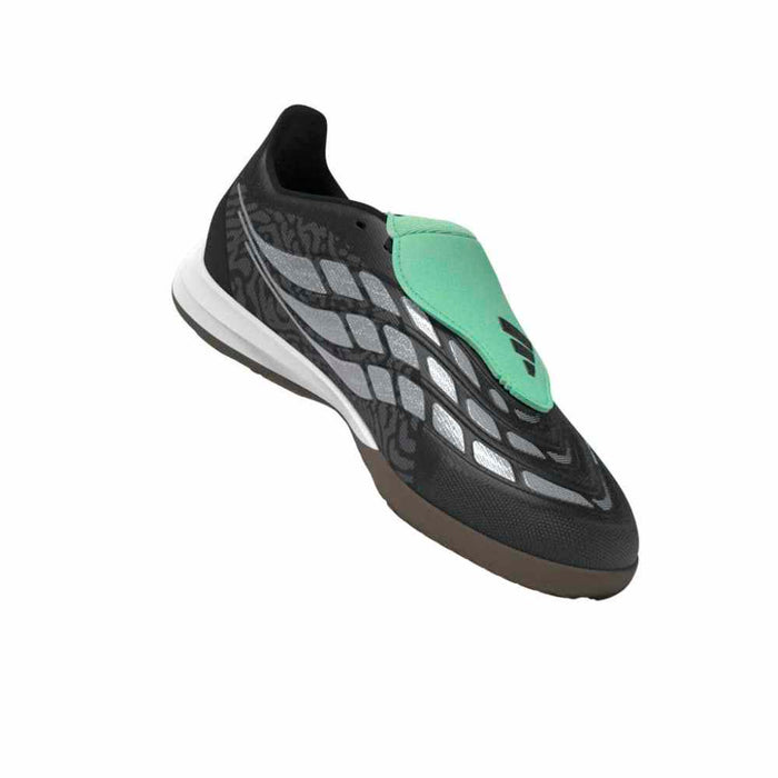 Adidas Predator League Fold-Over Tongue Indoor Junior Football Shoes (Core Black/Silver Metallic/Pulse Mint)