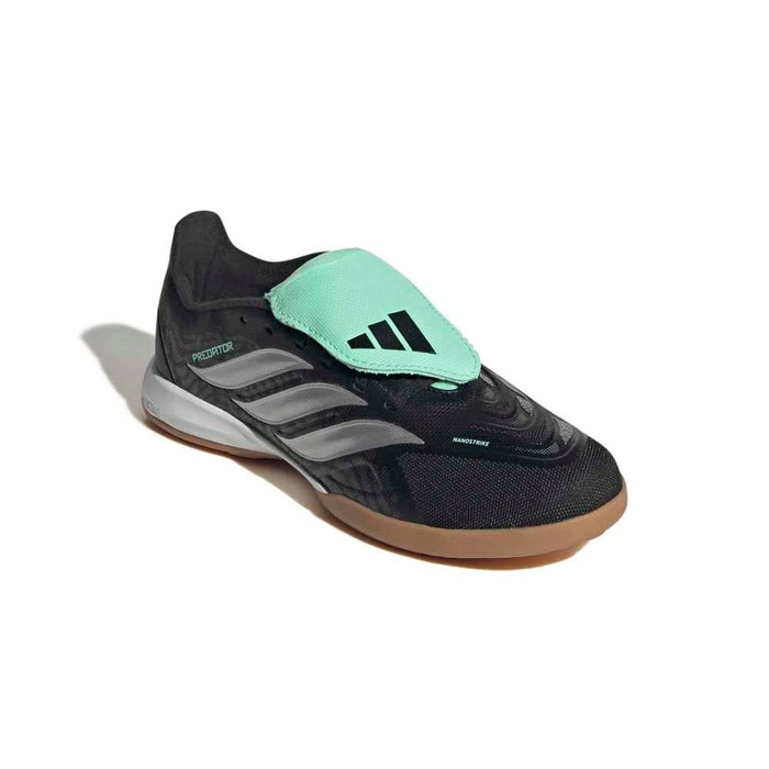 Adidas Predator League Fold-Over Tongue Indoor Junior Football Shoes (Core Black/Silver Metallic/Pulse Mint)