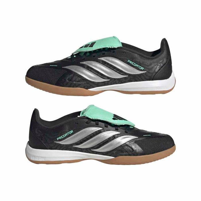 Adidas Predator League Fold-Over Tongue Indoor Junior Football Shoes (Core Black/Silver Metallic/Pulse Mint)