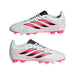 adidas Predator Club FG/MG junior football boot in white and solar turbo - pair side by side