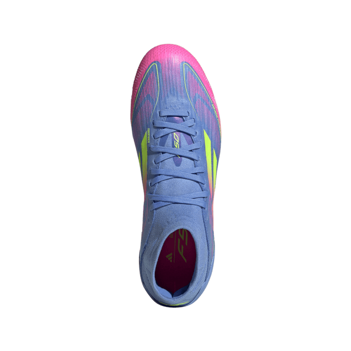 Adidas F50 Pro Mid-Cut FG Womens Football Boots (Blue Fusion/Lucid Lemon/Lucid Pink)