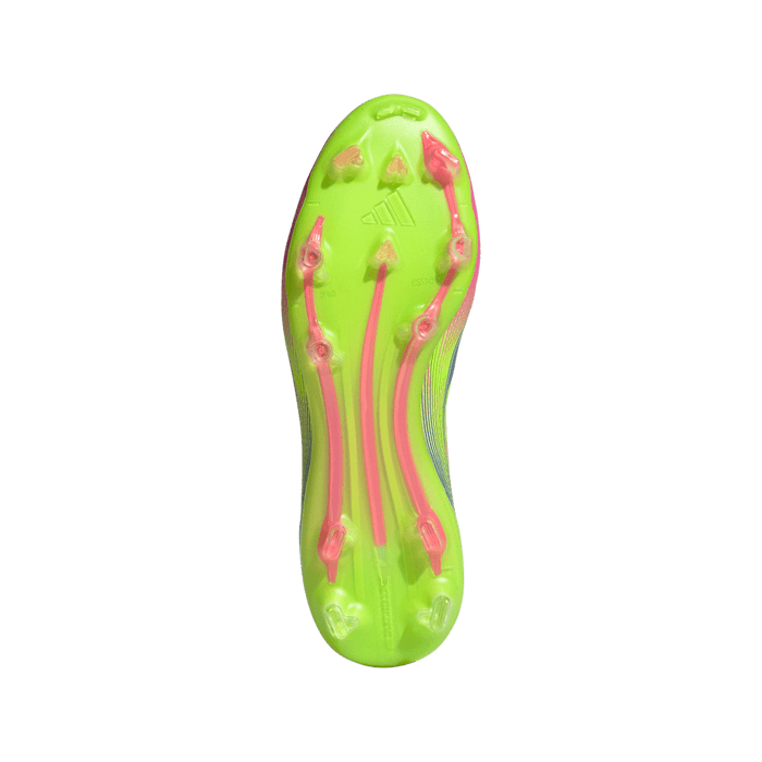 Adidas F50 Pro Mid-Cut FG Womens Football Boots (Blue Fusion/Lucid Lemon/Lucid Pink)