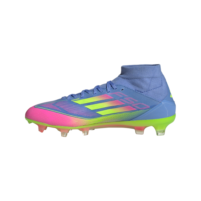 Adidas F50 Pro Mid-Cut FG Womens Football Boots (Blue Fusion/Lucid Lemon/Lucid Pink)