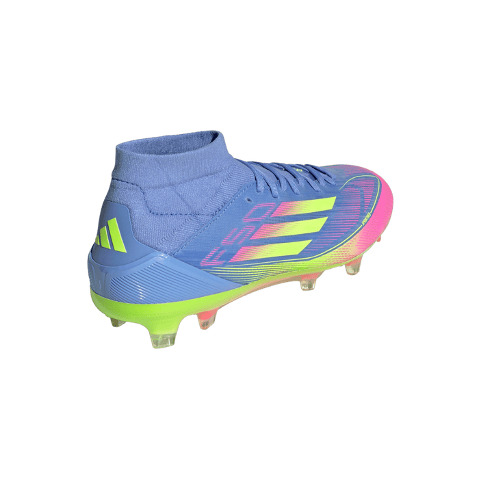 Adidas F50 Pro Mid-Cut FG Womens Football Boots (Blue Fusion/Lucid Lemon/Lucid Pink)
