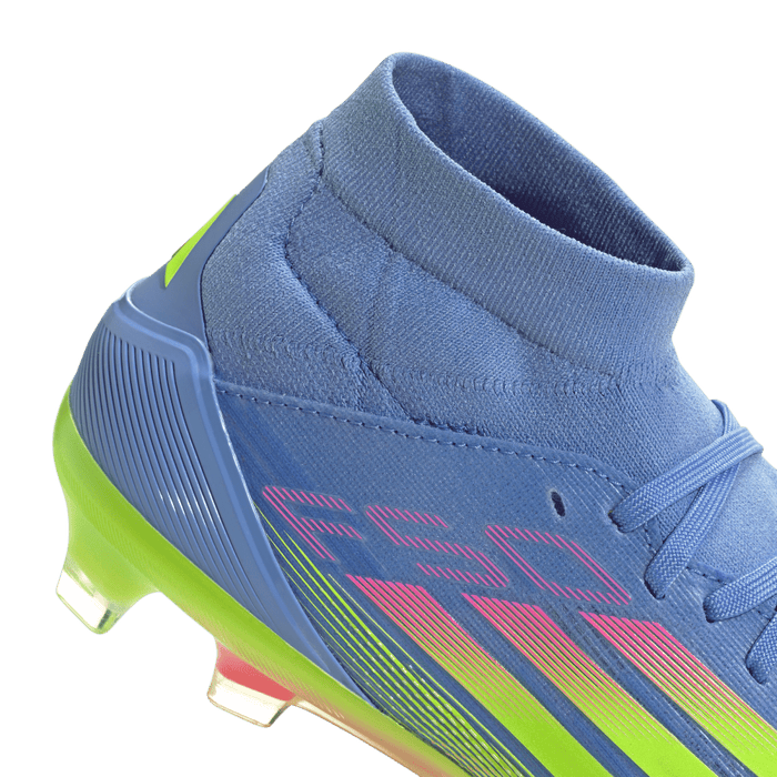 Adidas F50 Pro Mid-Cut FG Womens Football Boots (Blue Fusion/Lucid Lemon/Lucid Pink)