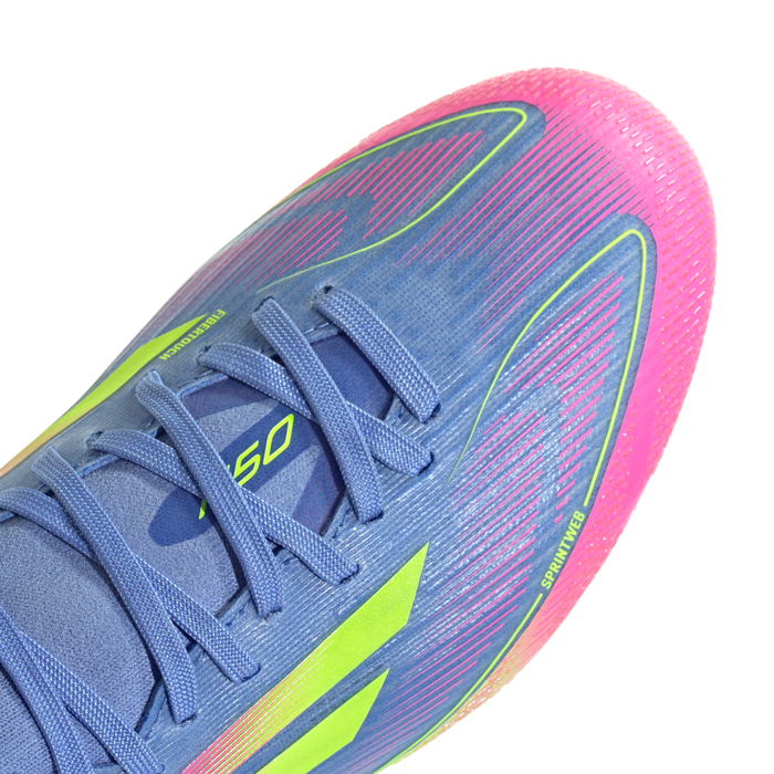 Adidas F50 Pro Mid-Cut FG Womens Football Boots (Blue Fusion/Lucid Lemon/Lucid Pink)