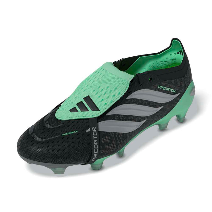 adidas Predator Elite Fold-Over Tongue FG football boot in core black, silver metallic and pulse mint