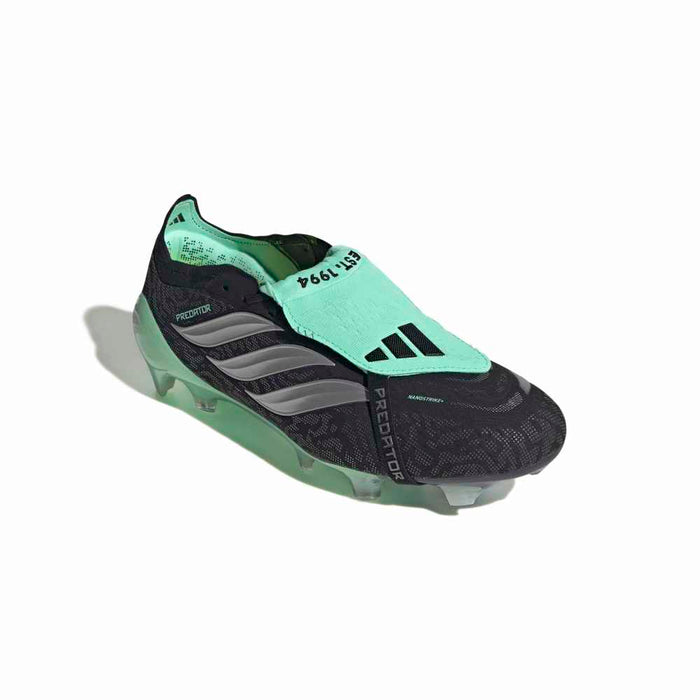adidas Predator Elite Fold-Over Tongue FG football boot in core black, silver metallic and pulse mint