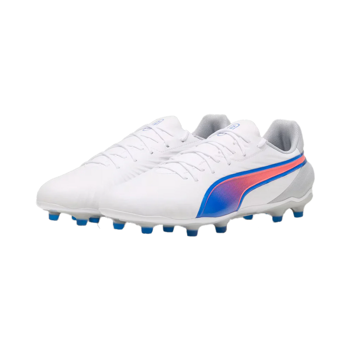 Puma King Match FG/AG Footbal Boots (White/Bluemazing/Light Grey)