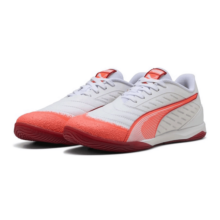 Puma Ibero IV IN Football Shoes (White/Glowing Red/Dark Crimson)