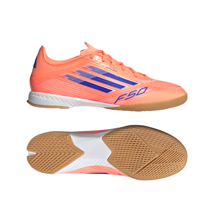 Adidas F50 League Indoor Football Shoes (Beam Orange/Lucid Blue/White)
