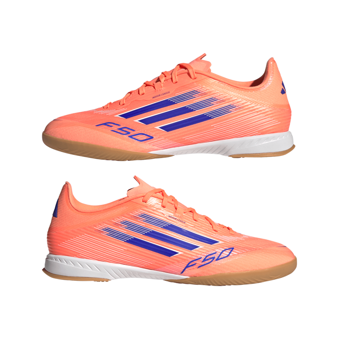 Adidas F50 League Indoor Football Shoes (Beam Orange/Lucid Blue/White)
