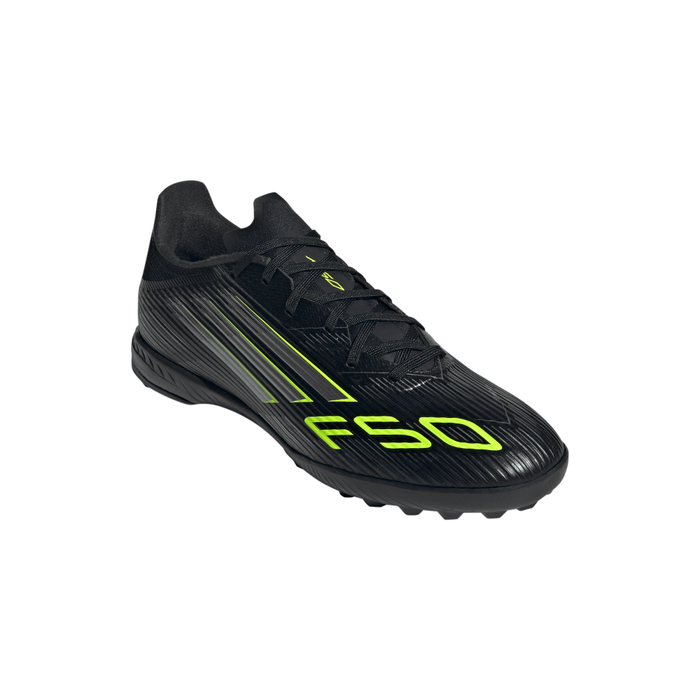 Adidas F50 League Turf Boots (Black/Iron Met./Lucid Lemon)